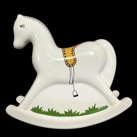 Vintage 1970s Waechtersbach German Porcelain Rocking Horse Piggy Bank Key/Lock - Picture 3 of 11